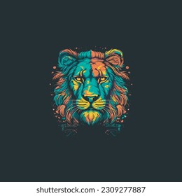 Colorida plantilla vectorial del logotipo de la mascota de la cabeza del león.