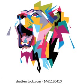 Colorful lion head. Vector of animals. Pop art lion. Vector illustration of animals. 