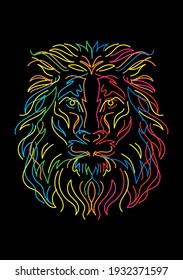 Colorful lion head vector illustration