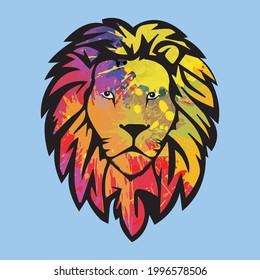 colorful lion head vector illustration