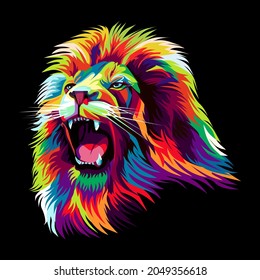 Colorful lion head vector illustration