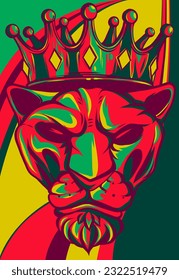 colorful Lion head vector illustration hand draw