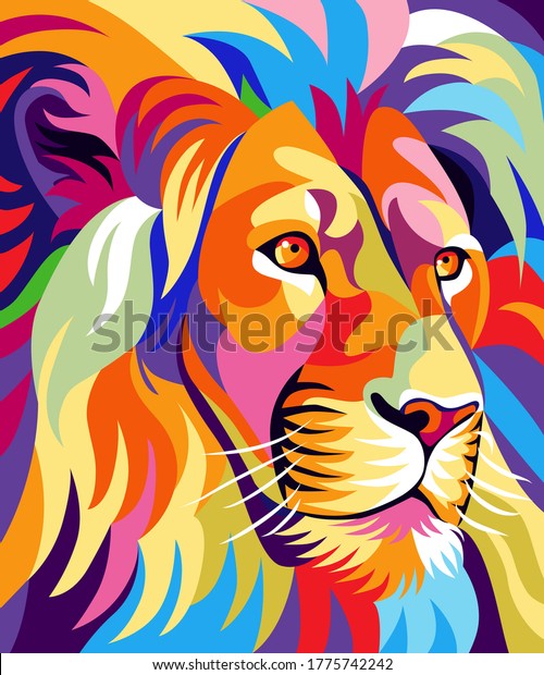 Colorful Lion Illustration Attractive Design Simple Stock Vector ...