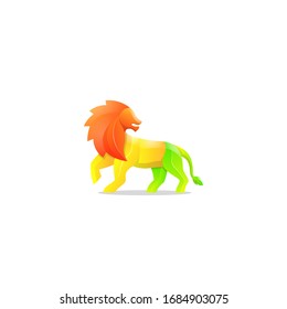 Colorful Lion Logo Design. Gradient Style Animal logo