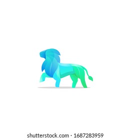 Colorful Lion Logo Design. Gradient Style Animal logo