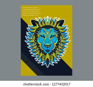 Colorful Lion Vector Illustration - Vector 