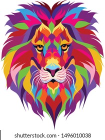 colorful lion with a white background