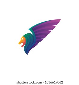 Colorful lion wing logo design