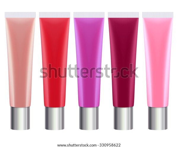 Colorful Lip Gloss Tubes Set Makeup Stock Vector (Royalty Free) 330958622