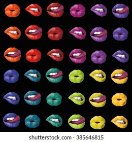 Colorful lips. Lips background. Lips set