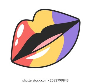 Colorful lips human mouth element