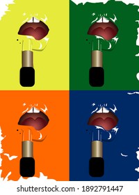 Labios y labios coloridos. Ilustración vectorial para la impresión de camisetas.