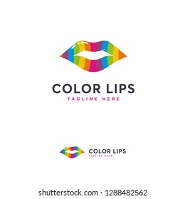 Colorful Lips logo designs vector, Lips Care logo template