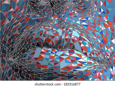 Colorful Lips Made Of Small Triangles And Rectangles Vector 05