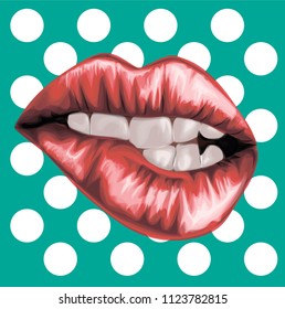 Colorful lips pop art - vector