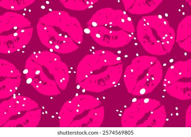 Colorful lipstick kisses for design use, Valentine seamless pattern