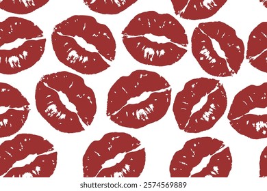 Colorful lipstick kisses for design use, Valentine seamless pattern