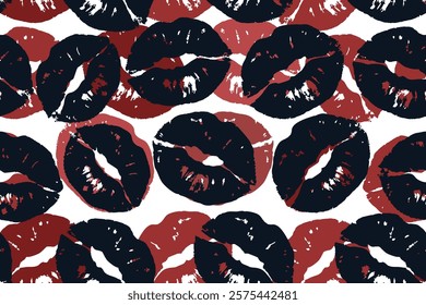 Colorful lipstick kisses for design use, Valentine seamless pattern