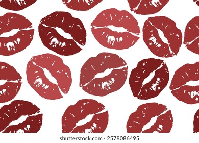 Colorful lipstick kisses for design use, Valentine seamless pattern