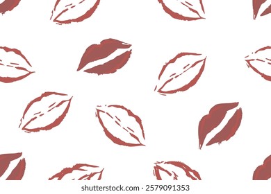 Colorful lipstick kisses for design use, Valentine seamless pattern