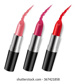 Colorful Lipstick Set With Gradient Mesh, Vector Illustration