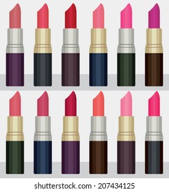Colorful lipsticks vector set 1