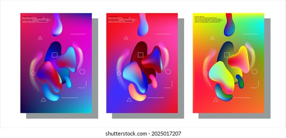 Colorful liquid Abstract Background Pattern Set with Dummy Text for Web Design, Landing Page, and Print Material.