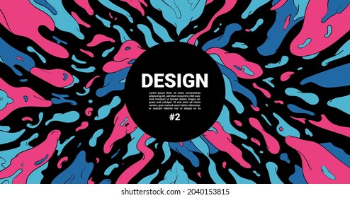 Colorful Liquid Abstract Wave Background With Black Line White Text, Colorful Abstract Clouds With Dummy Text Trendy Design For Art Festival, Web Design, Landing page, and Print Material. 