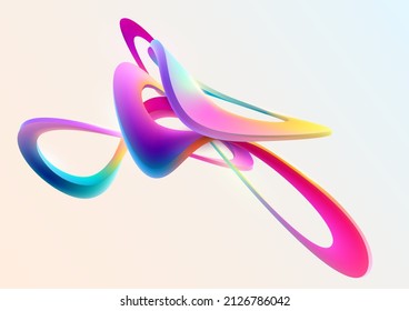 Colorful liquid circle. Abstract geometric shapes on white background. 3D vector design elements.