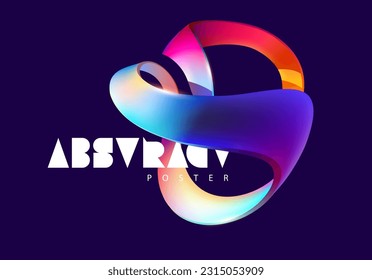 Colorful liquid circle. Abstract geometric shapes on dark background.