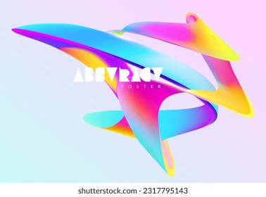 Colorful liquid circle. Abstract geometric shapes on white background. 3D vector design elements.