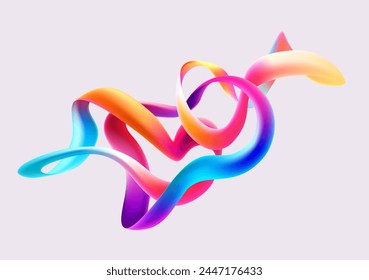 Colorful liquid circle. Abstract geometric shapes on white background. 3D vector design elements.