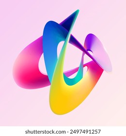 Colorful liquid circle. Abstract geometric shapes on white background. 3D vector design elements.