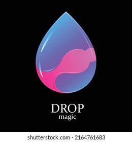 colorful liquid drop vector 3d icon. blend mix of blue and pink color. logo graphic for creative publishing, printing, digital art, beauty business