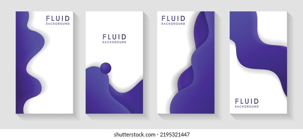 Colorful liquid effect collection. Dark purple fluid wave. Duotone geometric compositions with gradient 3d flow shape. Innovation modern background design for cover, brochure,insta story,magazine,book