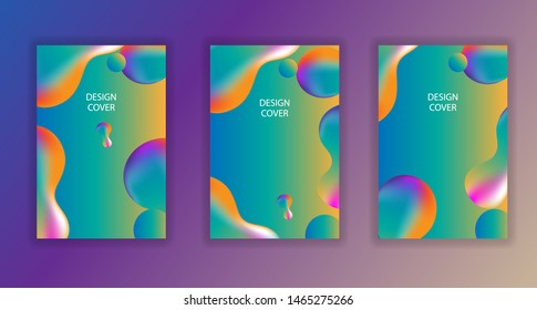 Colorful liquid effect cover collection vector.
