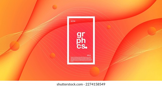 Fondo abstracto de líquido colorido con una combinación de color gradiente naranja y amarillo. color suave y líneas superpuestas en el fondo. Vector Eps10