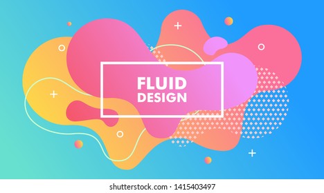 Colorful Liquid Fluid gradient background with geometric shapes composition vector illustration for presentation, landscape landing page, web banner, brochure, poster, flyer, wallpaper