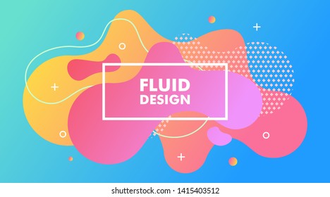 Colorful Liquid Fluid gradient background with geometric shapes composition vector illustration for presentation, landscape landing page, web banner, brochure, poster, flyer, wallpaper