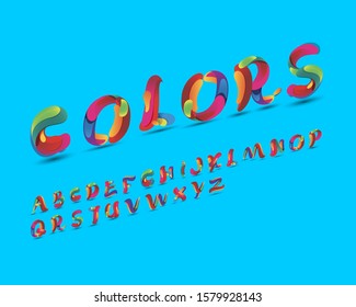 Colorful liquid font set in vector format. Italic version