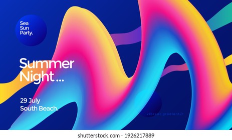 Colorful liquid form flow wide poster. Abstract fluid wave background. Vector
