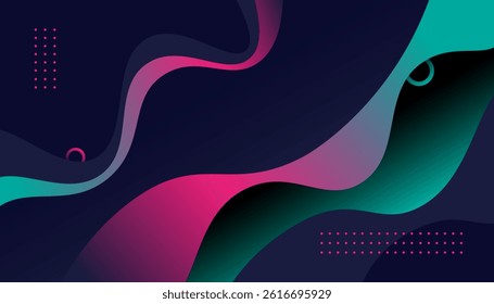 Colorful liquid and geometric background with fluid gradient shapes. Modern abstract cover design template