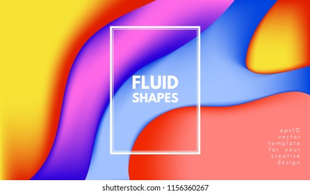 Colorful Liquid Gradients. Abstract 3d Background with Wave Fluid Shapes. Eps10 Vector Illustration. Trendy Geometric Template with Bright Gradient for Cover, Banner, Poster, Business Design, Web Page