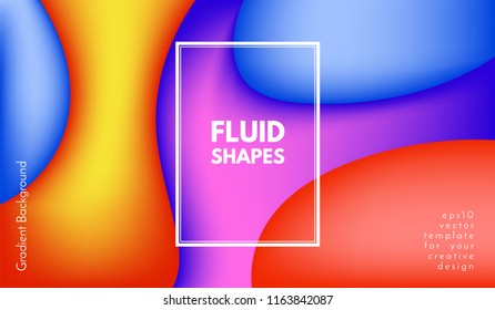 Colorful Liquid Gradients. Abstract 3d Background with Wave Fluid Shapes. Eps10 Vector Illustration. Trendy Geometric Template with Bright Gradient for Cover, Banner, Poster, Business Design, Web Page