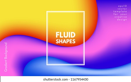 Colorful Liquid Gradients. Abstract 3d Background with Wave Fluid Shapes. Eps10 Vector Illustration. Trendy Geometric Template with Bright Gradient for Cover, Banner, Poster, Business Design, Web Page