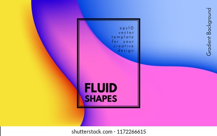 Colorful Liquid Gradients. Abstract 3d Background with Wave Fluid Shapes. Eps10 Vector Illustration. Trendy Geometric Template with Bright Gradient for Cover, Banner, Poster, Business Design, Web Page