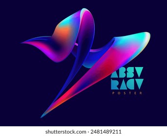 Coloridas líneas de líquido. Abstractas forma 3D de formas onduladas iridiscentes. Elementos de diseño de Vector realistas.	