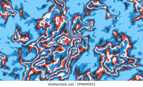 Fondo abstracto de mármol líquido colorido. Formas y líneas con contornos sinuosos, ilustración vectorial.