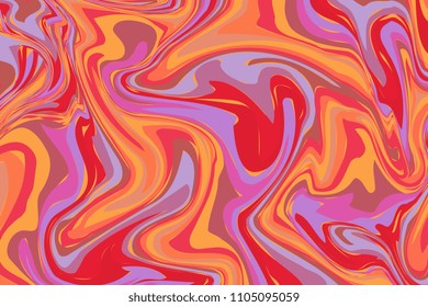 Colorful liquid marble texture design. Colorful marbling surface. Wavy lines. Vibrant abstract paint design. Template for your design. Contemporary pattern. Vector illustration