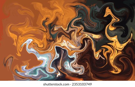 Colorful liquid paint background template. Abstract fluid color backdrop design. Dynamic contemporary art graphic element for poster, banner, flyer, magazine, or landing page.
